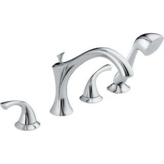 Delta Addison 2 Handle Deck Mount Roman Tub Faucet with Hand Shower Trim Kit Only in Chrome (Valve Not Included) T4792