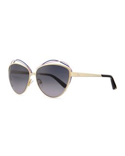 Dior Golden Metal Butterfly Sunglasses with Wire, Blue/Pink