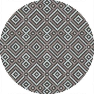 '4 Meso Mayan Charcoal Gray and Saddle Brown Round Hand Hooked Area Throw Rug