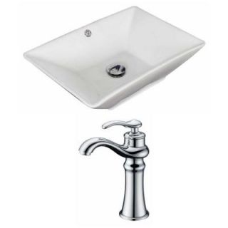 American Imaginations 21.5 in. W x 15 in. D Rectangle Vessel Sink Set In White Color With Deck Mount CUPC Faucet AI 15271