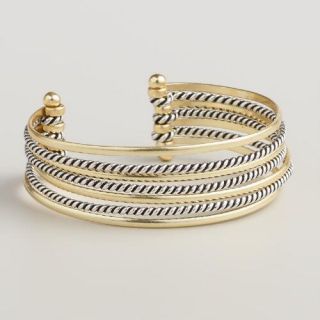 Gold and Silver Row Cuff Bracelet