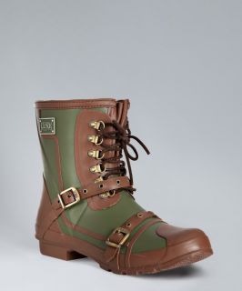 Australia Luxe Sage Rubber 'brummell' Lace Up Shearling Lined Rain Boots (313369901)