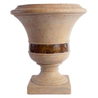 Merola Tile 16 in. Cultured Stoneware Genova Cream Planter with Shell Inlay DISCONTINUED PCSGENCR