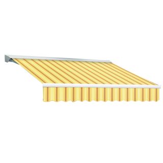 Awntech 288 in Wide x 120 in Projection Yellow/Terra Stripe Slope Patio Retractable Manual Awning