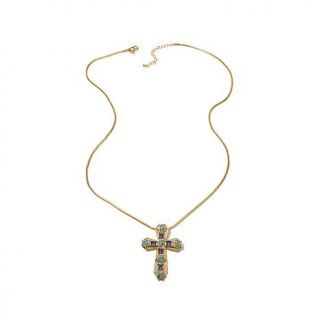 Real Collectibles by Adrienne® Jeweled Crystal Accented Goldtone Cross Pend   7982139