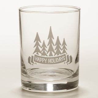 Happy Holiday Etched DOF Glasses, Set of 4