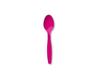 Club Pack of 288 Hot Magenta Premium Heavy Duty Plastic Party Spoons