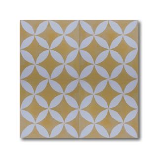 Pack of 12 Amlo Yellow/ White Handmade Cement/ Granite Moroccan Tile 8