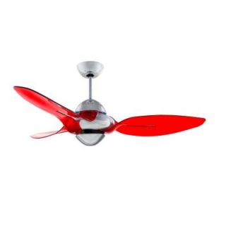 Vento Clover 54 in. Indoor Chrome Ceiling Fan with 3 Translucent Red Blades N 00029