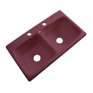Thermocast Brighton Drop in Acrylic 33x19x9 in. 2 Hole Double Bowl Kitchen Sink in Raspberry Puree 34265