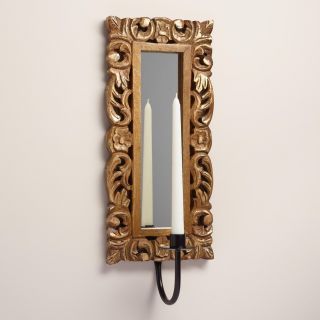 Espresso and Gold Carved Wood Olivia Sconce