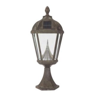 Gama Sonic Royal Solar Weathered Bronze Outdoor Post Light on Pier Base GS 98P