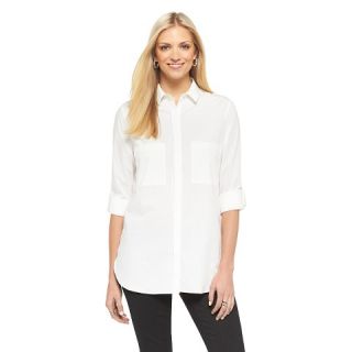 Womens Button Down Shirt w/ Pockets Fresh White