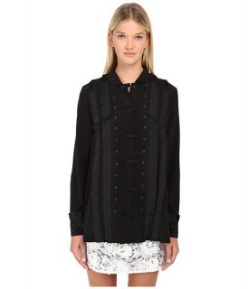 EMMA COOK Silk Tuxedo Shirt Black