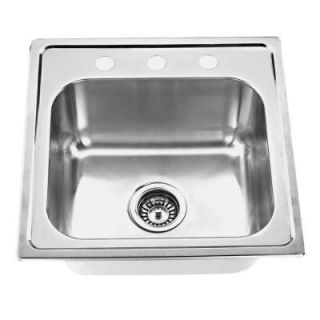 Yosemite Home Decor Top Mount Stainless Steel 20x20x10 3 Hole Single Bowl Kitchen Sink in Satin DISCONTINUED MAGUS2020