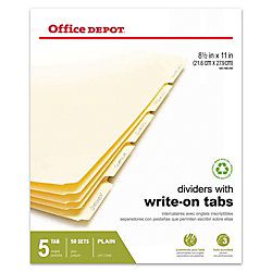 Brand Plain Dividers With Write On Tabs Manila 5 Tab Pack Of 50 Sets