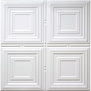 Dimensions Matte White Faux Tin 15/16 in Drop Acoustic Ceiling Tiles (Common: 24 in x 24 in; Actual: 23.75 in x 23.75 in)
