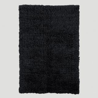 Black Flokati Wool Rug