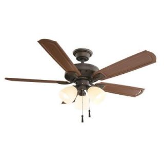 Hampton Bay Tucson 48 in. Oil Rubbed Bronze Indoor/Outdoor Ceiling Fan with Shatter Resistant Light Shades 51548