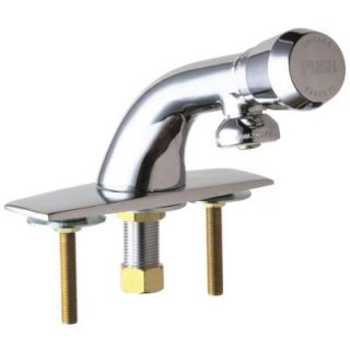 Chicago Faucets 4 in. Centerset 1 Handle Low Arc Bathroom Faucet in Chrome with 4 1/8 in. Integral Cast Brass Spout 857 665PSHABCP