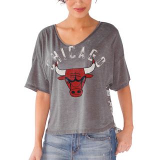Touch by Alyssa Milano Chicago Bulls Womens Gray Maverick Hi Low Burnout T Shirt
