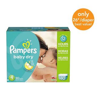Pampers Baby Dry Size 4 Diapers Economy Plus Pack   180 Count   ($0.26/Ea.)    Procter & Gamble