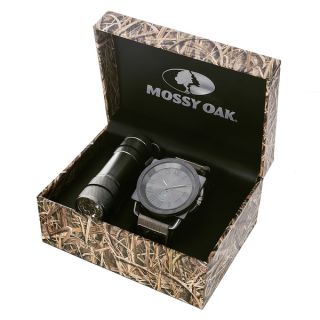 Mossy Oak Mens MOW077GU GY SET Camo Grey Watch with Flashlight Key