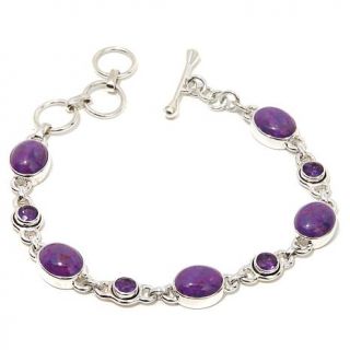 Himalayan Gems™ Purple Turquoise and Amethyst Sterling Silver 6 3/4" Bracelet   7904429