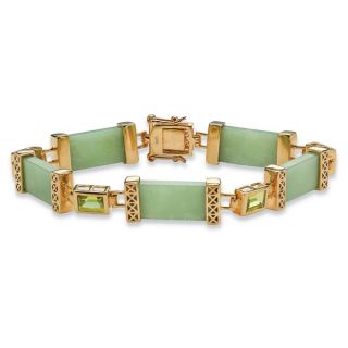PalmBeach 18k Gold over Sterling Silver Jade and Peridot Bracelet