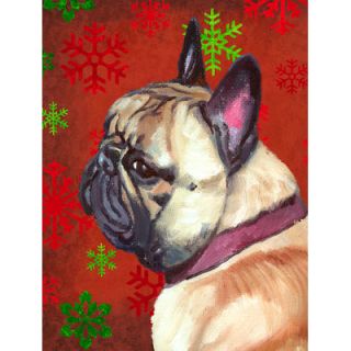 French Bulldog Frenchie Red Snowflakes Holiday Christmas Vertical Flag