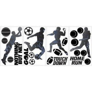 RoomMates 5 in. x 11.5 in. Sports Silhouettes Peel and Stick Wall Decal RMK1312SCS