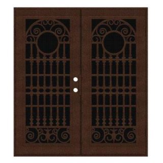 Unique Home Designs 60 in. x 80 in. Spaniard Copperclad Left Hand Surface Mount Aluminum Security Door with Black Perforated Screen 1S2029JL1CCP5A