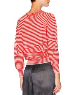 Giorgio Armani Long Sleeve Striped Top, Scarlet/White