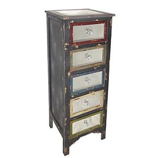Cheungs Tall Wood Cabinet with Mirror Top and Mirrored Drawers