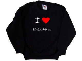I Love Heart South Africa Black Kids Sweatshirt