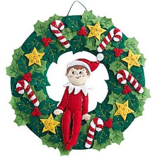 Plaid Bucilla Elf On The Shelf 15 x 15 Felt Applique Kit, Scout Elf Wreath