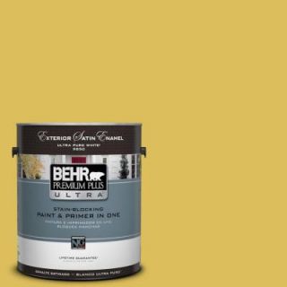 BEHR Premium Plus Ultra 1 gal. #P320 6 Sulfur Yellow Satin Enamel Exterior Paint 985301