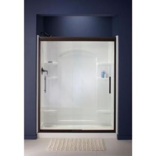 STERLING Finesse 59 5/8 in. x 70 1/16 in. Heavy Semi Framed Sliding Shower Door in Nickel with Smooth Glass Texture 547808 59N G05