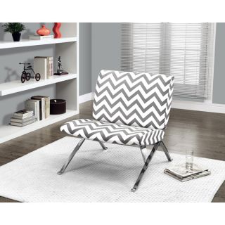 Grey Chevron Fabric / Chrome Metal Accent Chair