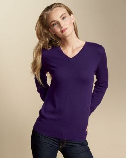 Cashmere Collection Long Sleeve V Neck Relaxed Fit Cashmere Sweater