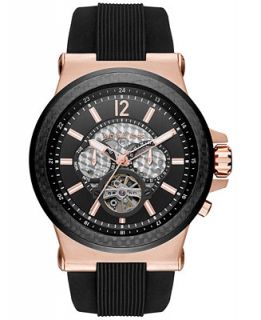 Michael Kors Mens Automatic Dylan Black Silicone Strap Watch 48mm