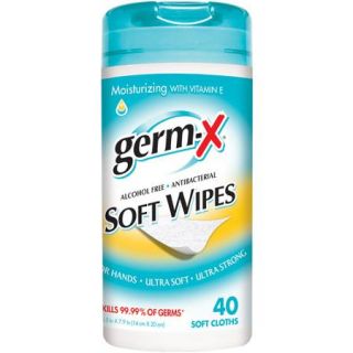 Germ X Alcohol Free Antibacterial Soft Wipes, 40 sheets