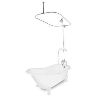 American Bath Factory Wintess Cast Iron Oval Bathtub with Reversible Drain (Common: 31 in x 61.5 in; Actual: 31 in x 31 in x 61.5 in)