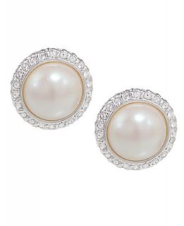 Carolee Earrings, Cabochon Simulated Pearl Button Earrings   Jewelry