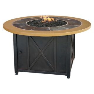 Uniflame 42 Round Slate Tile and Faux Wood Propane Fire Pit