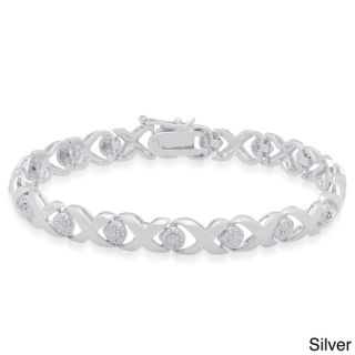 Finesque Sterling Silver X and O Diamond Accent Bracelet (J K,I3