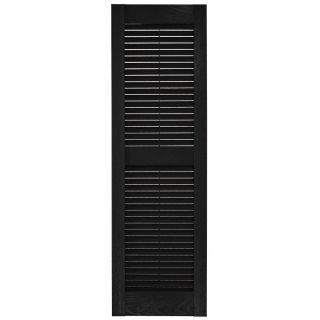 Custom Shutters llc. 2 Pack Black Louvered Vinyl Exterior Shutters (Common: 14 in x 62 in; Actual: 14.5 in x 62 in)