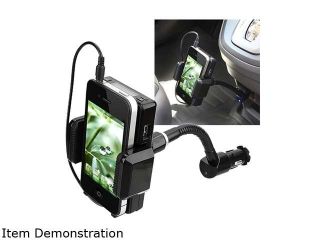 Insten All in One FM Transmitter w/ 3.5 mm Audio Cable and Mic Compatible with Blackberry Z10, Black