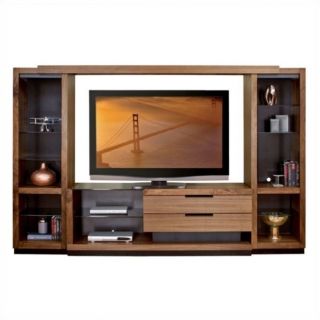 Kathy Ireland Home by Martin Stratus 4 Piece 112" Entertainment Wall with Open Piers in Walnut   SS370 SS491BR SS970x2 KIT