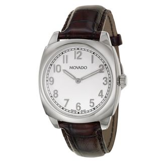 Movado Mens 0606587 Circa Brown Leather Swiss Quartz Watch